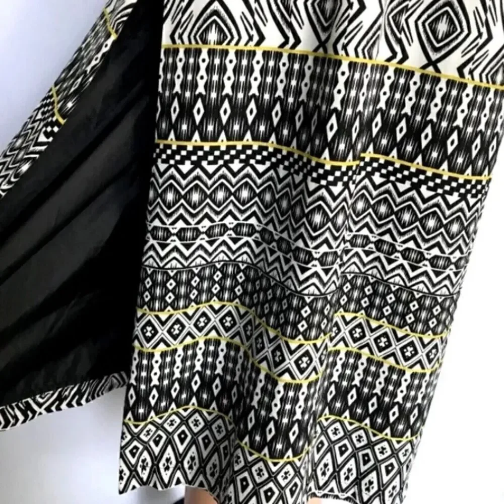 J. Crew Women's Size -0 Maxi Dress Side Slit Racer Back Black White Print